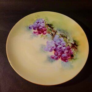 VTG Hand-Painted Porcelain Plate Decorated With Grapes, Made In Bavaria Germany